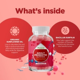 Healthy Gut Probiotic Gummies for Adults - Organic Probiotics for Gut Health Upset Stomach Relief and Immune Support - Digestive Health Chewable Probiotic Gummies for Women and Men - 5 Billion CFU