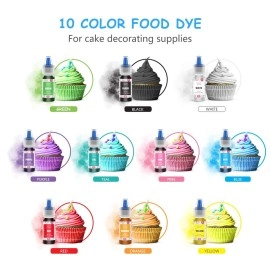 Jelife Food Coloring Gel Cake Decorating Set - 10 Colors Gel Based Flavorless Edible Food Color Dye Vibrant Concentrated Neon Icing Colors for Kids Baking Macaron Frosting Fondant Cookie (6ml/Bottles)
