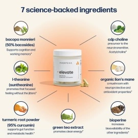 Avantera Premium Nootropic, Elevate | Energy, Focus, Mood, & Gut Health | 30 Day Supply