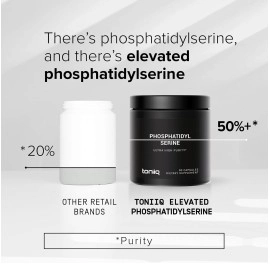 Toniiq Phosphatidylserine - 400mg Formula - Worlds First 50% Purity - Highest Purity in The US - Soy Free Phosphatidylserine Supplement - 90 Veggie Capsules