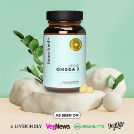 Future Kind Vegan Omega 3 Supplement (2 Month Supply) - Glass Bottle & Carrageenan-Free Algae Omega 3 Supplements for Joint, & Mood Support - DHA EPA Supplements for Kids & Adults