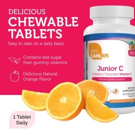 Zahler Junior C Advanced Chewable Vitamin C for Kids - Immune Support Kids Vitamins in Delicious Orange Flavor - Kosher Kids Vitamin C for Immunity - Vitamin C Chewable Antioxidant - (90 Count)