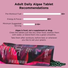 ENERGYBITS VITALITYbits Chlorella Spirulina Tablets, Energy Supplements, Large Bag of 1000 TabletsSuperfood Tabs, Blue Green Algae, High Protein Fiber and Chlorophyll Tablets for Health, Non GMO