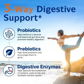 Innate Vitality 3-in-1 Probiotics 120 Billion CFUs 34 Strains with Organic Prebiotics & Digestive Enzymes - 30 Vegan Caps
