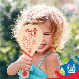 PICK A TOY Wooden Paddle Ball (Set of 2) with Red Carry Bag Indoor Outdoor Fun and Classic Paddleball Game for Boys and Girls, Party Favor Toys Ages 4+