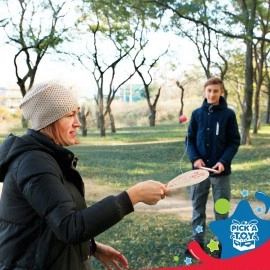 PICK A TOY Wooden Paddle Ball (Set of 2) with Red Carry Bag Indoor Outdoor Fun and Classic Paddleball Game for Boys and Girls, Party Favor Toys Ages 4+