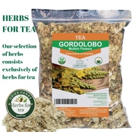Gabio Green Mullein Flowers Dried | Herbal| GORDOLOBO , Resealable Bag , Verbascum Thapsus 4 oz.