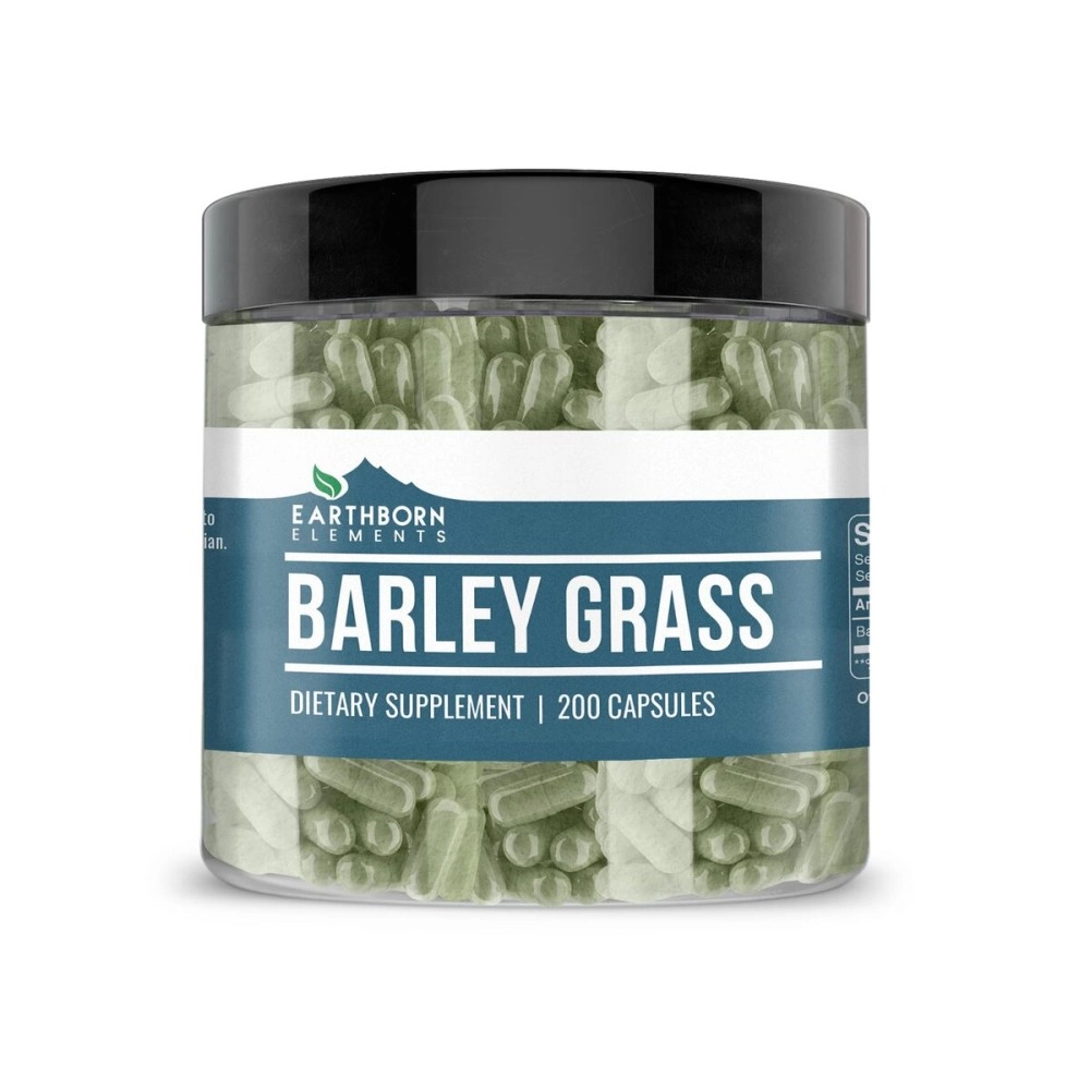 Earthborn Elements Barley Grass 200 Capsules, Pure & Undiluted, No Additives
