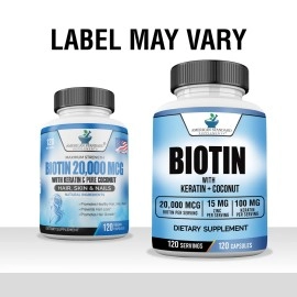 American Standard Supplements Adult\'s Biotin Organic Coconut & Zinc Hair Growth Capsules (20000mcg,120 Pieces)