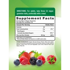 Nature\'s Truth Zinc Gummies | 50mg | 60 Count | Vegan, Non-GMO & Gluten Free Supplement | Mixed Berry Flavor | by