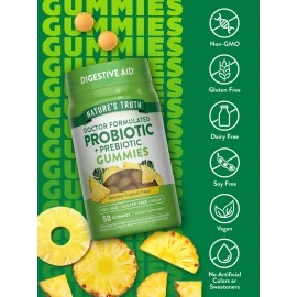 Nature\'s Truth Probiotic Gummies | 50 Count | Vegan, Non-GMO & Gluten Free Digestive Health Supplement | by