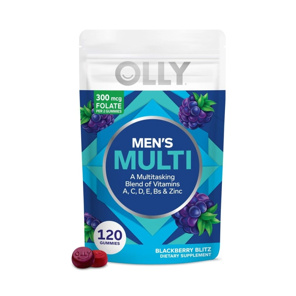 OLLY Men\'s Multivitamin Gummy, Immune Support, Vitamins A, C, D, E, B, Lycopene, Zinc, BlackBerry, 60 Day Supply - 120 Count