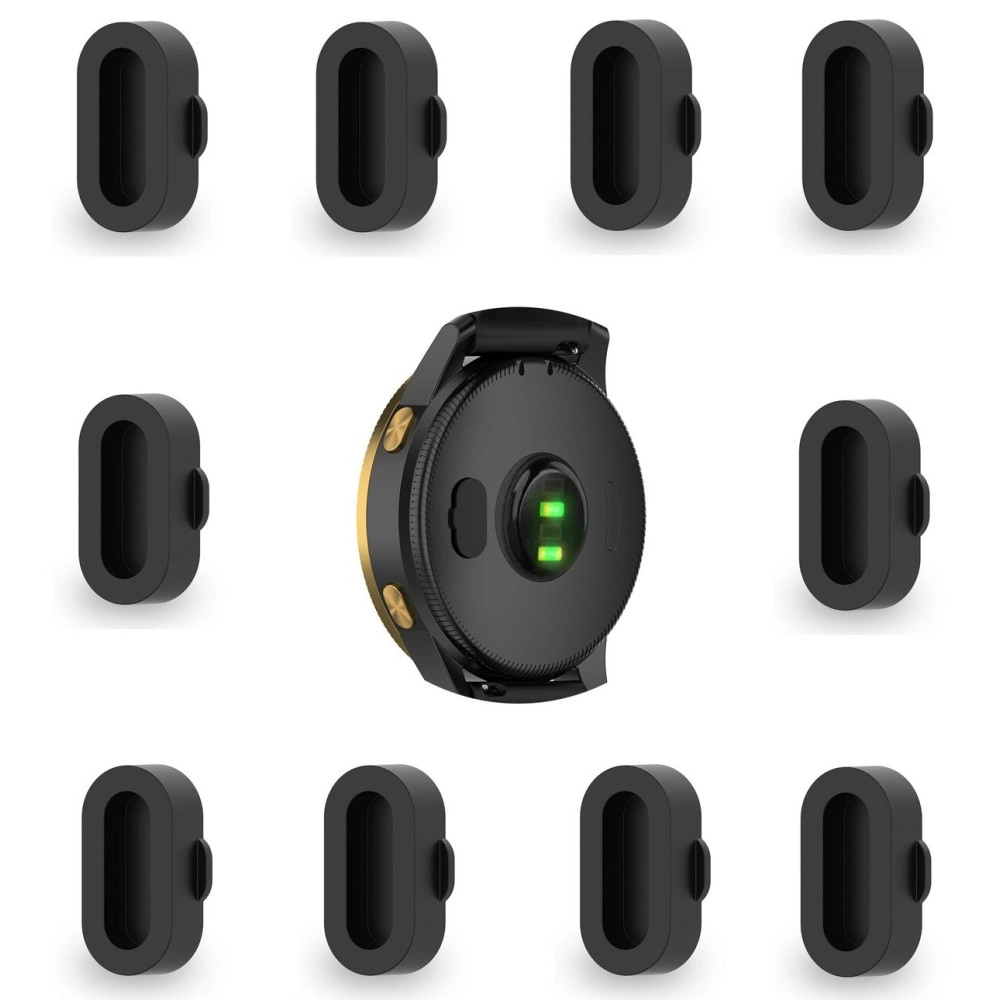 TOKERSE 10 Pack Dust Plug Compatible with Garmin Fenix 8 7 7S 7X 6 6S 6X Pro 5 5S 5X Plus/Vivoactive 3/4/Venu Sq/Forerunner 245/935 Silicone Charger Port Protector Anti Dust Plugs Caps Cover - Black