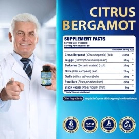 2 Packs Citrus Bergamot Extract Capsules 10300mg & Berberine, Olive, Guggul, Garlic, Pine Bark, Black Pepper | Support Overall Health, Promotes Immune System, Powerful Antioxidant | 4 Months Supply