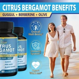 2 Packs Citrus Bergamot Extract Capsules 10300mg & Berberine, Olive, Guggul, Garlic, Pine Bark, Black Pepper | Support Overall Health, Promotes Immune System, Powerful Antioxidant | 4 Months Supply