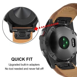 TRUMiRR Band for Fenix 7S Pro Sapphire Solar / 6S Pro / 5S Plus Smart Watch, 20mm Quick Fit Watchband Genuine Cowhide Leather Strap for Garmin Fenix 7S 6S 5S / Epix Pro 42mm / Approach S70 42mm