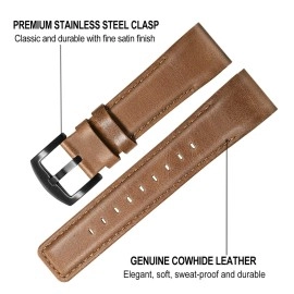 TRUMiRR Band for Fenix 7S Pro Sapphire Solar / 6S Pro / 5S Plus Smart Watch, 20mm Quick Fit Watchband Genuine Cowhide Leather Strap for Garmin Fenix 7S 6S 5S / Epix Pro 42mm / Approach S70 42mm
