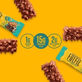 FULFIL Vitamin and Protein Bars, Chocolate Salted Caramel, Snack Sized Bar with 15g Protein and 8 Vitamins Including Vitamin C, 12 Counts