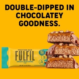 FULFIL Vitamin and Protein Bars, Chocolate Salted Caramel, Snack Sized Bar with 15g Protein and 8 Vitamins Including Vitamin C, 12 Counts