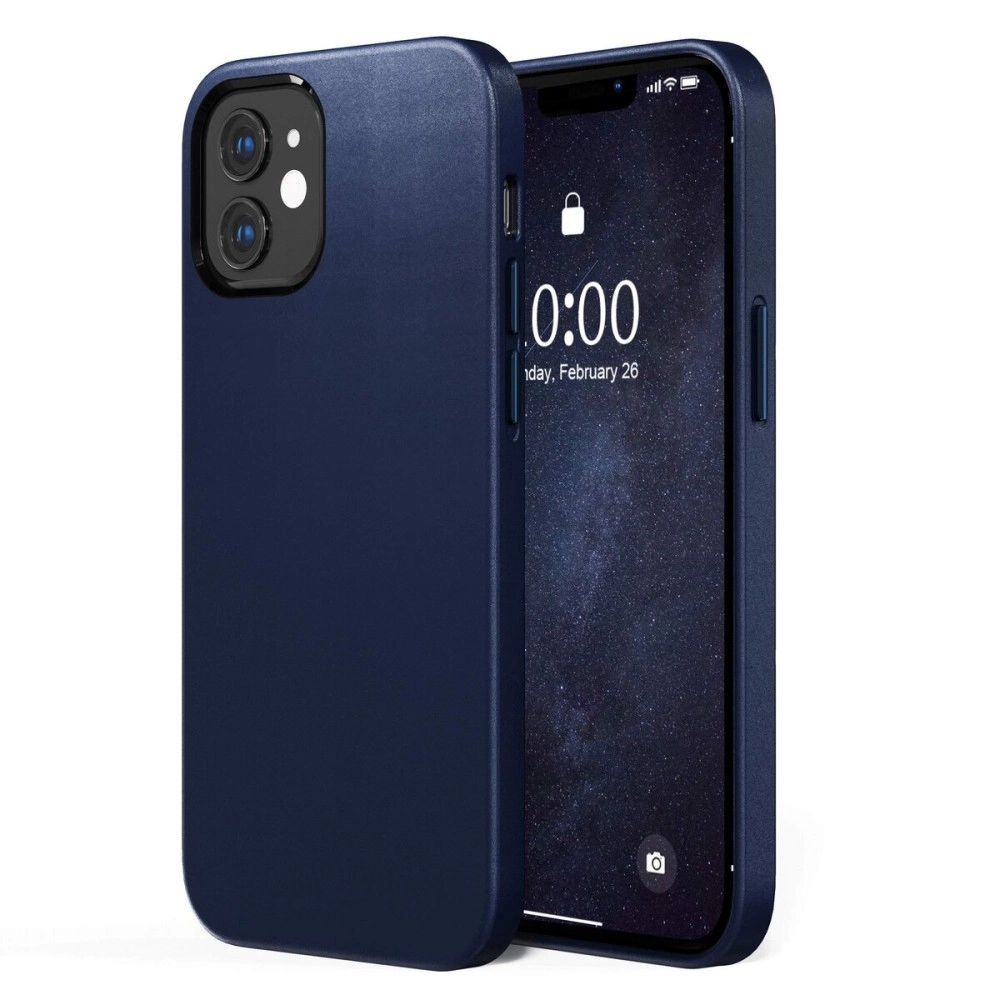 SURPHY Leather Case Compatible with iPhone 12 Case iPhone 12 Pro case 6.1 inch, Premium PU Leather Case Cover (with Metallic Buttons & Microfiber Lining) for iPhone 12 iPhone 12 Pro, Midnight Blue