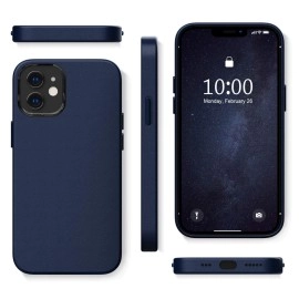 SURPHY Leather Case Compatible with iPhone 12 Case iPhone 12 Pro case 6.1 inch, Premium PU Leather Case Cover (with Metallic Buttons & Microfiber Lining) for iPhone 12 iPhone 12 Pro, Midnight Blue