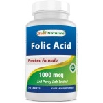 Best Naturals Folic Acid 1000 mcg (Vitamin B9), 240 Tablets