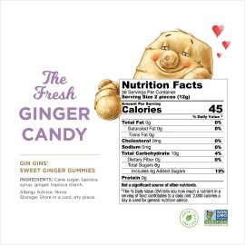 The Ginger People GIN GINS Sweet Chewy Candy - Anti-Nausea and Digestion Aid, Individually Wrapped Healthy Candy - Sweet Gummies, Large 1 lb Bag (16 oz) - Pack of 1 (16 oz)