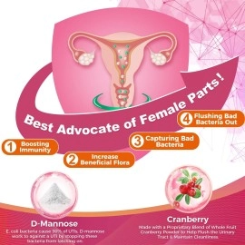 ZEBORA Probiotics-for-Women 100-Billion-CFUs with Prebiotics, D-Mannose & Cranberry for Digestive, Immune, Feminine UT Health Support, Ultimate Probiotic Women\'s Care, Soy & Gluten Free, 45 Packets