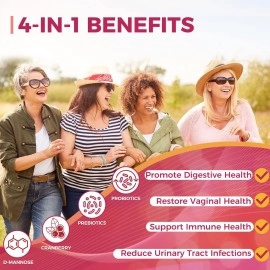 ZEBORA Probiotics-for-Women 100-Billion-CFUs with Prebiotics, D-Mannose & Cranberry for Digestive, Immune, Feminine UT Health Support, Ultimate Probiotic Women\'s Care, Soy & Gluten Free, 45 Packets