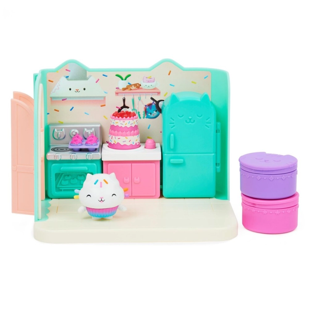 Gabby\'s Dollhouse with Cakey Kitchen with Figure and 3 Accessories,3 Furniture and 2 Deliveries for Kids