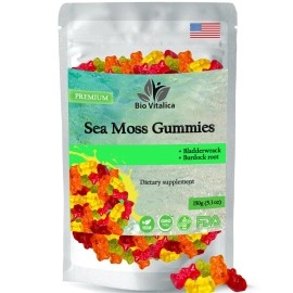 BIO VITALICA Sea Moss Gummies - Irish sea Moss raw Organic, Bladderwrack, Burdock Root. Contains Sea Moss Gel and Powder. Superfoods for Vegan, Keto and Dr Sebi Diet. Immune and Energy Boosting.