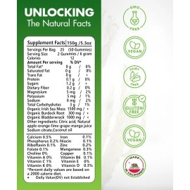 BIO VITALICA Sea Moss Gummies - Irish sea Moss raw Organic, Bladderwrack, Burdock Root. Contains Sea Moss Gel and Powder. Superfoods for Vegan, Keto and Dr Sebi Diet. Immune and Energy Boosting.