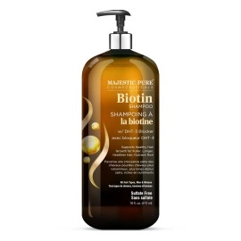 Majestic Pure Biotin Shampoo for Hair Growth - Volumizing Shampoo for Hair Loss - with DHT-3 Blocker - Hydrating & Nourishing - Sulfate Free, for Men & Women - Thin Hair Shampoo - 16 fl oz