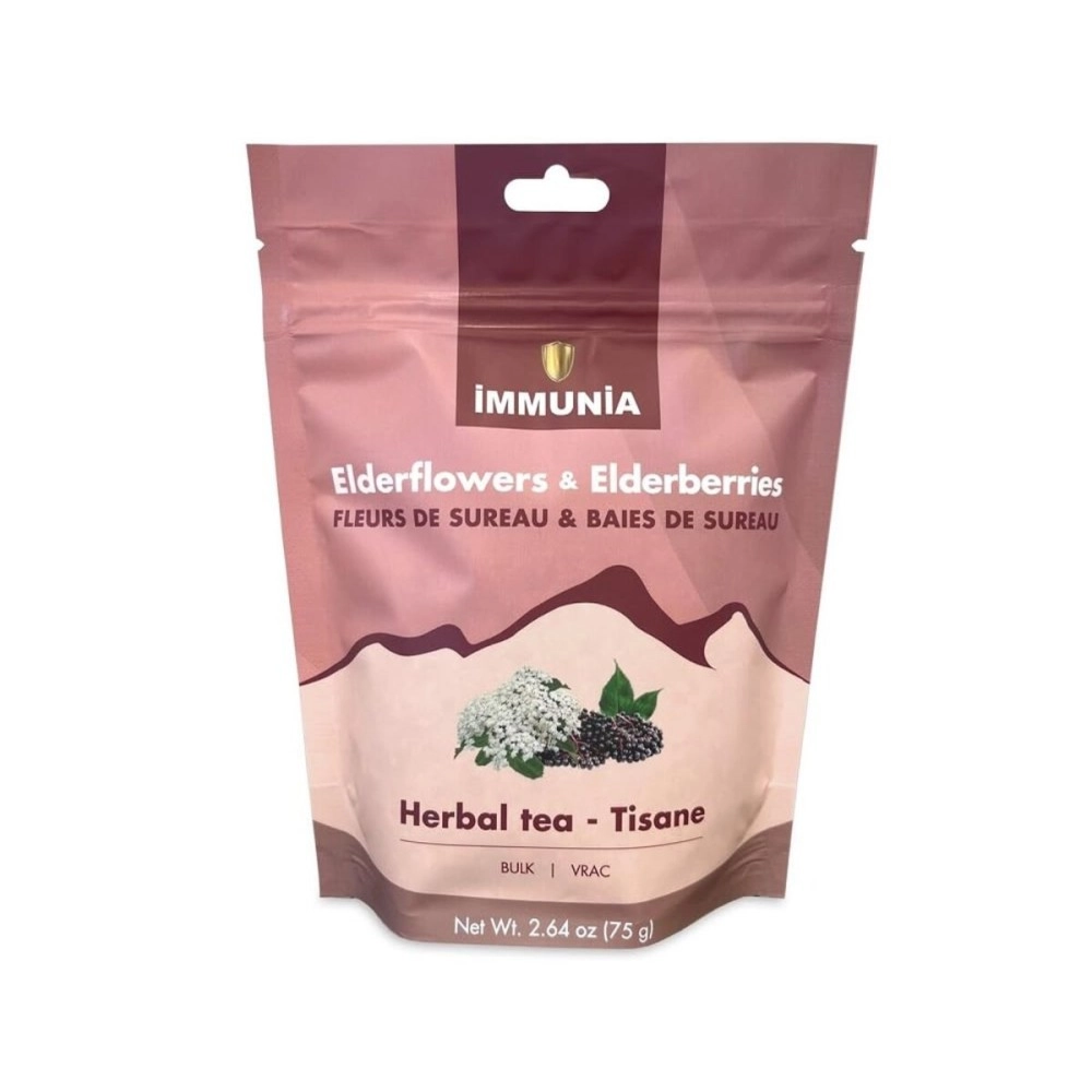 Immunia Elderflower Tea with Elderberries. A Delicious Duo! Herbal Tea. Rich in quercetines. 75 g format (bulk)