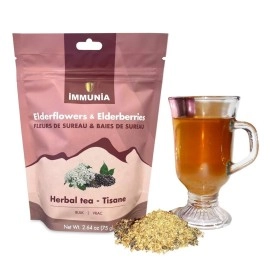 Immunia Elderflower Tea with Elderberries. A Delicious Duo! Herbal Tea. Rich in quercetines. 75 g format (bulk)