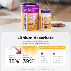 Brain Supplements for Memory and Focus - Powerful Memory Vitamins for Women & Men - Memory Pills with Lithium Supplements, Ascorbate, B1, B6 - Mood & Clarity Booster - 60 Tablets