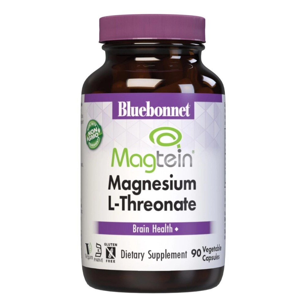 Bluebonnet Nutrition Magnesium L-Threonate, for Cognitive Function and Mood, Soy-Free, Gluten-Free, Non-GMO, Dairy-Free, Kosher, Vegan, 90 Vegetable Capsules, 30 Servings