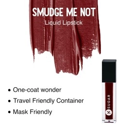 SUGAR Cosmetics Smudge Me Not Liquid Lipsticks for Women | Transferproof & Waterproof | Lasts 12+ Hours | Matte Lipstick | 1.1ml - 01 Brazen Raisin