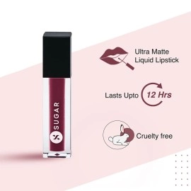 SUGAR Cosmetics Smudge Me Not Liquid Lipsticks for Women | Transferproof & Waterproof | Lasts 12+ Hours | Matte Lipstick | 1.1ml - 01 Brazen Raisin
