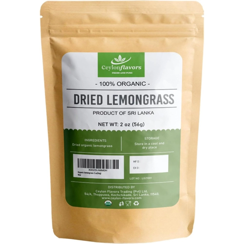 Organic premium grade dried lemon grass cut, harvested from a organic farm in Sri Lanka 2 oz/56g