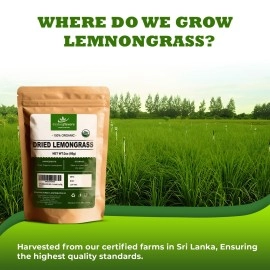 Organic premium grade dried lemon grass cut, harvested from a organic farm in Sri Lanka 2 oz/56g