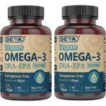 DEVA Vegan DHA-EPA Nutritional Supplement, Non-Fish Derived from Algae, 300 mg Potency, 90 Vegetarian Softgels - Pack of 2