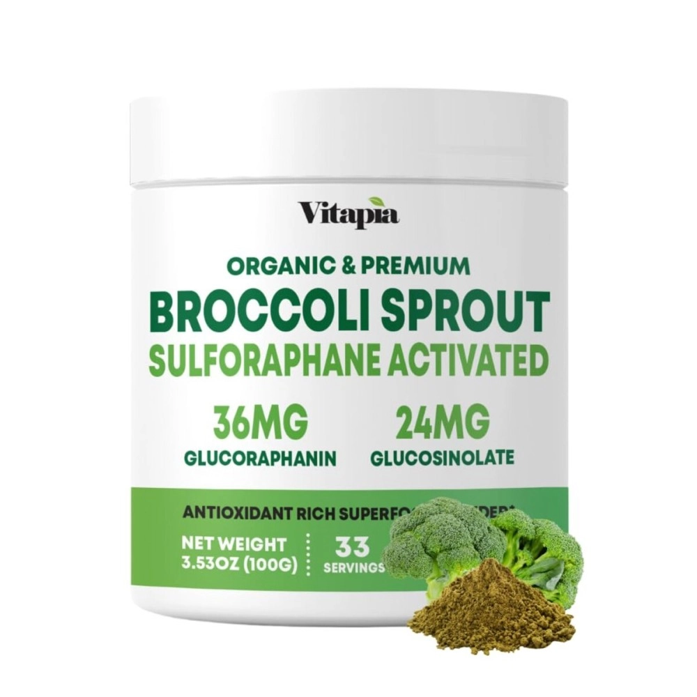 Vitapia Organic Broccoli Sprout Powder - High in Sulforaphane & Antioxidant, Anti-inflammatory, Immune, Cognitive Health Support - 30 Day Supply - Non GMO & Gluten Free, 33 Servings (Pack of 1)