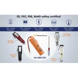 WirelessFinest Battery Replacement for Wahl Magic Clip Clipper Hair Cordless Designer Senior Sterling-4 Beretto Super Taper Part 93837-OO1 + Tool Repair Fix Dead Power Issue