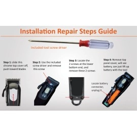 WirelessFinest Battery Replacement for Wahl Magic Clip Clipper Hair Cordless Designer Senior Sterling-4 Beretto Super Taper Part 93837-OO1 + Tool Repair Fix Dead Power Issue