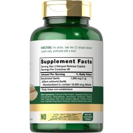 Carlyle High Allicin Garlic Supplement | 180 Caplets | Odorless Garlic Pills | Vegetarian, Non-GMO, Gluten Free |