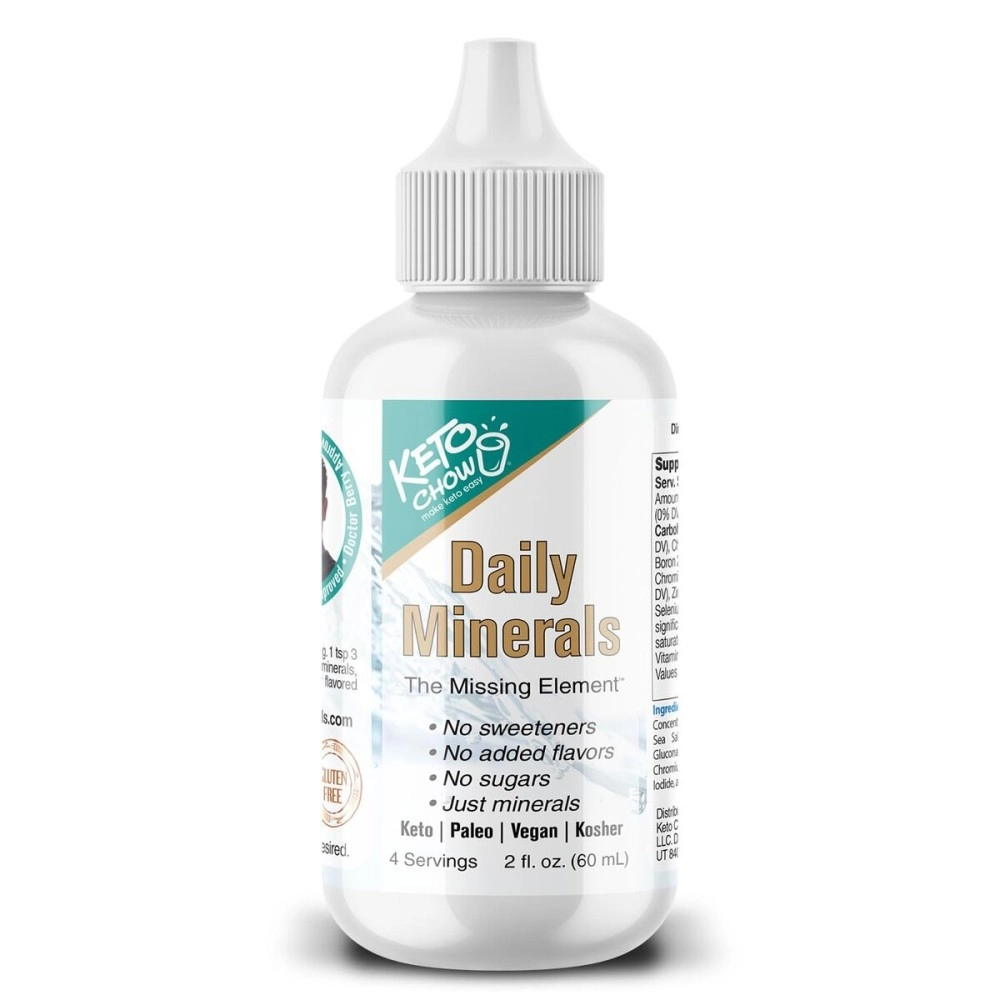 Keto Chow Daily Minerals Drops | Sodium, Magnesium, Potassium & Trace Mineral Supplements | Promotes Electrolyte Balance | Perfect for Keto Diet and Intermittent Fasting | On The Go Container | 2oz