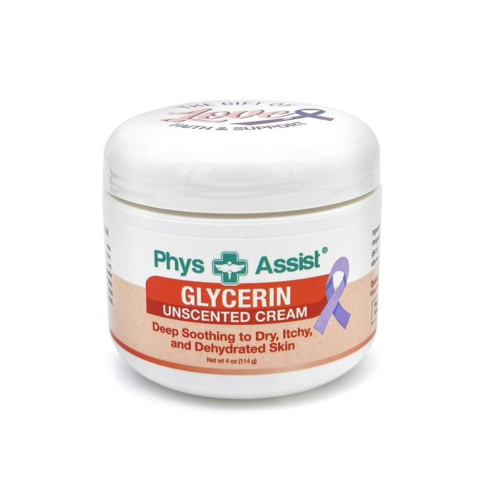 Glycerin Unscented Cream Deep Soothing Moisturizer to Dry, Itchy, and Dehydrated Skin. Made specially for those with Fragrance Intolerance after Radiotherapy and Chemotherapy. 4 OZ. MADE IN USA