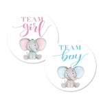 MAGJUCHE Elephant Gender Reveal Stickers, 40 2 Inch Team Girl Team Boy Baby Shower Party Sticker Labels