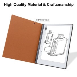 KuRoKo Slim Lightweight Book Folios Leather Case Cover for Remarkable 2 (Brown)